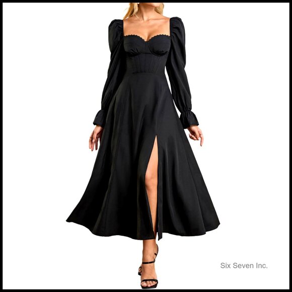 knee length dresses for ladies Amelita Long Sleeve Textured Maxi Dress Brown | Wedding Guest Dress | Long Sleeve main image 0